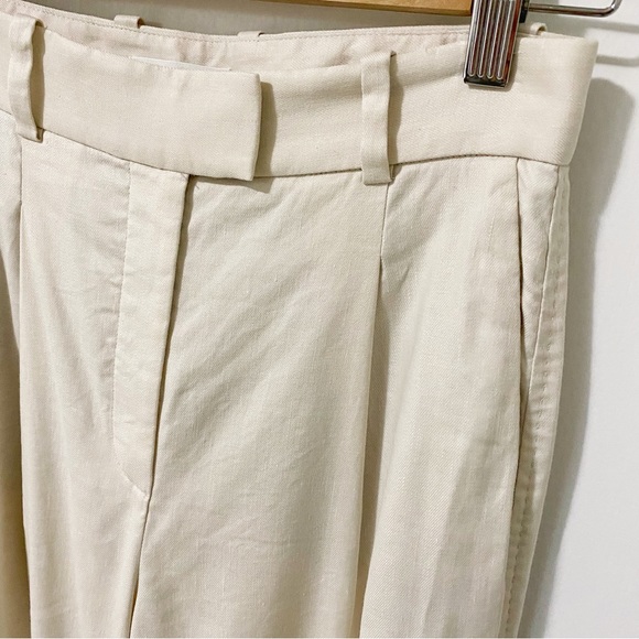 Aritzia Babaton Sidiki Cream Linen Wide Leg High Rise Pant size 2 - Picture 6 of 16